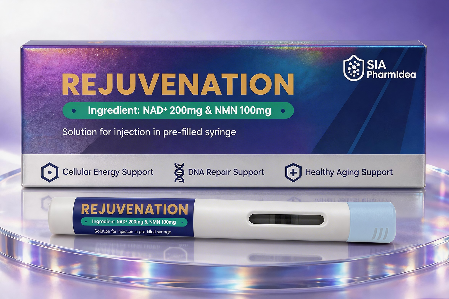 REJUVENATION 200mg holographic packaging and white pen